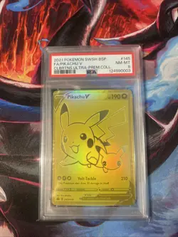 2021 POKEMON SWSH BLACK STAR PROMO #145 FULL ART/PIKACHU V PSA 8 - Image 1