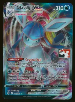 Pokemon Card Glaceon VMAX 041/203 Prize Pack Promo Series Stamp FA NM 2020 - Image 1