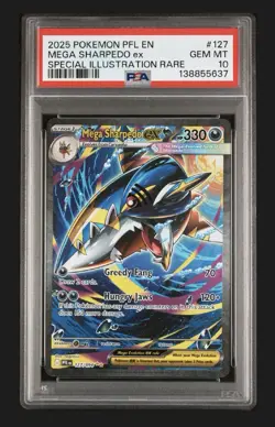 2025 POKEMON PHANTASMAL FLAMES SPECIAL ILLUSTRATION RARE MEGA SHARPEDO EX PSA 10 - Image 1