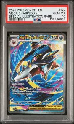 2025 POKEMON PHANTASMAL FLAMES SPECIAL ILLUSTRATION RARE MEGA SHARPEDO EX PSA 10 - Image 1