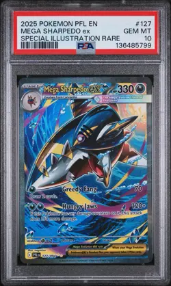Pokemon Phantasmal Flames Mega Sharpedo EX Special Illustration Rare PSA 10 - Image 1