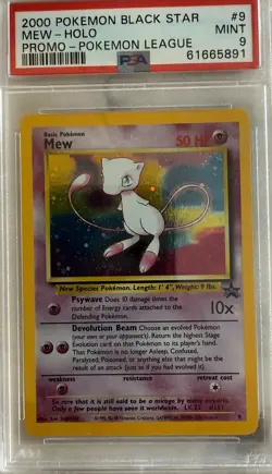 2000 Pokemon Black Star Mew-Holo Promo Pokemon League Mint 9 - Image 1