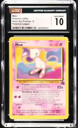 2000 Pokemon League Black Star Promo MEW Non Holo #8 CGC 10 GEM MINT - Image 1