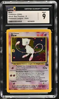 MEW (2000) BLACK STAR PROMO - 9 POKEMON LEAGUE (HOLO) SWIRL CGC 9 - Image 1