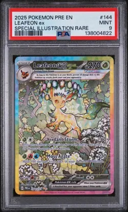 Pokemon TCG Leafeon EX Prismatic Evolutions SIR Card PSA 9 Mint #144/131 - Image 1