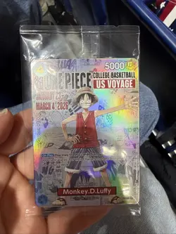 One Piece Monkey D. Luffy College Basketball US Voyage Promo Card - SHIPS TODAY! - Image 1