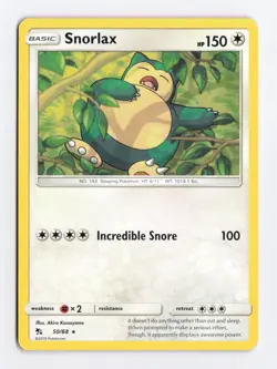Snorlax 50/68 Normal Rare Hidden Fates Pokemon TCG Card LP/NM - Image 1