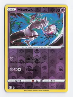 Mewtwo 056/172 Reverse Holo Rare SWSH09: Brilliant Stars Pokemon Card LP/NM - Image 1