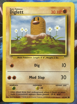 Pokemon Cards: Diglett 047/102 Base Set Unlimited Common WOTC - LP 1999 - Image 1