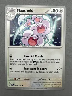 Pokemon TCG * SV Surging Sparks 158/191 Maushold Uncommon * FRESH PK - Image 1