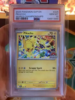 2025 Pokemon Pikachu SVP225 World Championships Black Star Promo-PSA 10 GEM MINT - Image 2