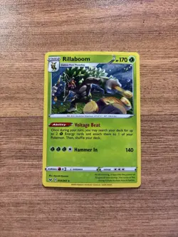 Pokemon Rillaboom 14/207 Sword and Shield Base Set Cosmo Holo LP - Image 1
