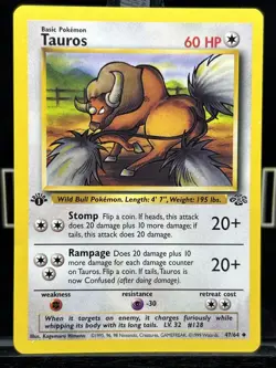 Tauros 47/64 Jungle 1st Edition Regular Uncommon 1999 WOTC Pokemon TCG NM - Image 3