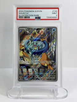 2024 Pokemon SV Stellar Crown SCR EN Squirtle #148/142 Illustration Rare PSA 9 - Image 1
