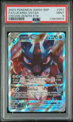 Pokemon TCG Lucario VSTAR SWSH291 Holo Black Star Promo Crown Zenith PSA 9 Mint - Image 1