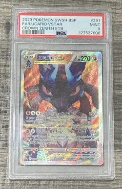 Pokemon TCG Lucario VSTAR SWSH291 Holo Black Star Promo Crown Zenith PSA 9 Mint - Image 1