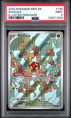 2025 POKEMON MEG EN-MEGA EVOLUTION ILLUSTRATION RARE #136 SHUCKLE PSA 9 - Image 1