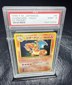 1998 P.M. PSA 9 CHARIZARD HOLO CD PROMO #6 Pokemon Japanese Card SLAB ZARD - Image 1
