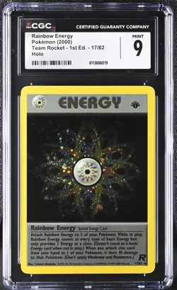 CGC 9 MINT Rainbow Energy 2000 Team Rocket 1st Edition 17/82 Holo Pokemon Card - Image 1
