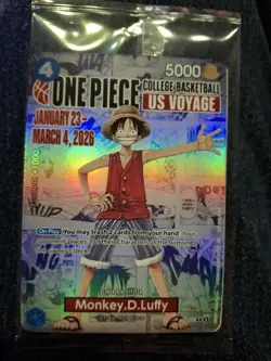 One Piece College Basketball US Voyage Luffy Card + Poster - Image 1
