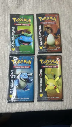 Lot Of 4 Art Set Pokemon Tcg Cards EMPTY PACKS Generations Charizard Blastoise - Image 1