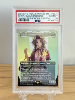 PSA 10 ~ AERITH GAINSBOROUGH 0374 (Borderless Foil) - MTG Final Fantasy (FIN) - Image 1