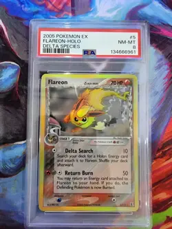 2005 Pokemon EX Flareon Holo Delta Species 5/113 Near Mint PSA 8 - Image 1