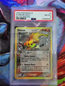 2005 Pokemon EX Flareon Holo Delta Species 5/113 Near Mint PSA 8 - Image 2