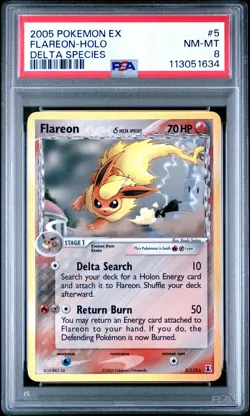 2005 Pokemon Ex Delta Species #5 Flareon-Holo Delta Species PSA 8 - Image 1