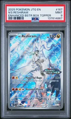 PSA 9 - N's Reshiram #167 Box Topper - 2025 POKEMON Journey Together - Image 1