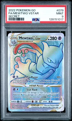 2022 POKEMON GO SECRET #079 FULL ART/MEWTWO VSTAR PSA 9 - Image 1