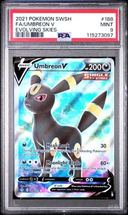 2021 POKEMON SWORD & SHIELD EVOLVING SKIES #188 FULL ART/UMBREON V PSA 9 - Image 1