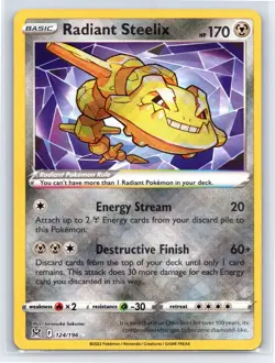 Radiant Steelix 124/196 - Pokemon Lost Origin - Radiant Rare Holo - NM - Image 1