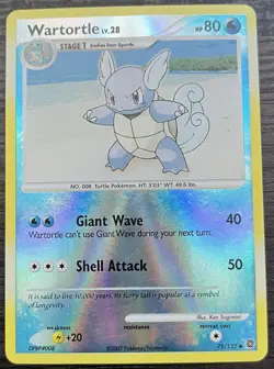 Wartortle 75/132 Pokemon TCG Diamond & Pearl Secret Wonders Reverse Holo MINT NM - Image 1