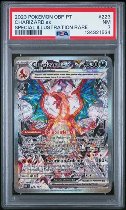 2023 POKEMON PORTUGUESE OBF PT-OBSIDIAN FLAMES #223 CHARIZARD EX PSA 7 - Image 1