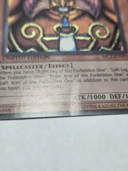 Exodia the Forbidden One YUGIOH MC1-EN001 LP + LEFT and RIGHT ARMS PGL2 NM - Image 5