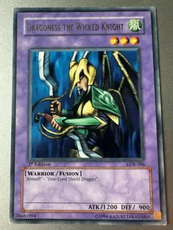 Yugioh Dragoness The Wicked Knight LOB-086 Rare MP - Image 1