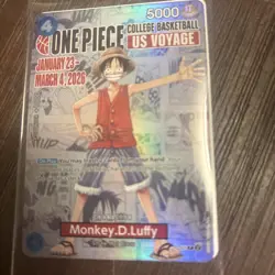 One Piece College Basketball US Voyage Monkey D. Luffy Promo Card - Holo - Jan-M - Image 1