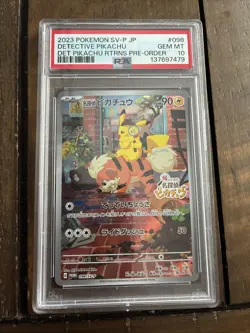 PSA 10 GEM MINT Detective Pikachu 098/SV-P HOLO Promo Japanese Pokemon Card 294 - Image 1