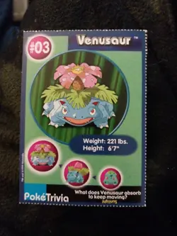 Vtg POKEMON Pokemon Venusaur #03 Vintage Burger King Promo TRADING CARD Nintendo - Image 1