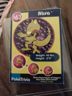 VTG Vintage POKEMON POKEMON 1999 Burger King Promo TRADING CARD 63 Abra NINTENDO - Image 1