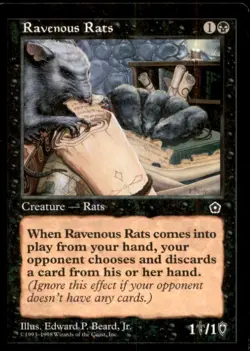 Ravenous Rats LP Light Play Portal Second 2nd MTG [7575] - Image 1