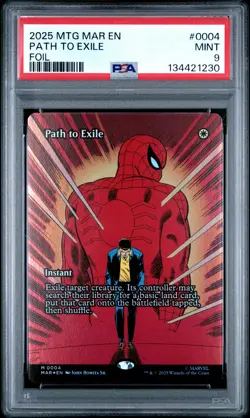 2025 MTG MARVEL'S SPIDER-MAN: SOURCE MAT FOIL #0004 PATH TO EXILE PSA 9 - Image 1