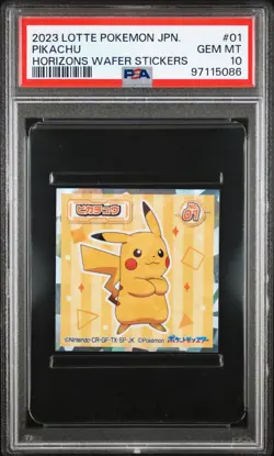 PIKACHU LOTTE POKEMON WAFER STICKERS #01 JAPANESE - PSA 10 GEM MT - Image 1