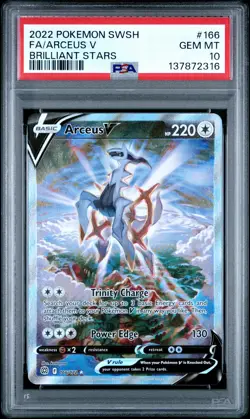 2022 POKEMON SWORD & SHIELD BRILLIANT STARS #166 FULL ART/ARCEUS V PSA 10 - Image 1