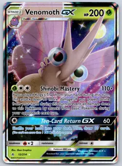 Venomoth GX 12/214 (NM) - SM - Unbroken Bonds - Ultra Rare - Pokemon TCG - Image 1