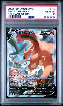 2022 POKEMON SWORD & SHIELD BRILLIANT STARS #154 FULL ART/CHARIZARD V PSA 10 - Image 1