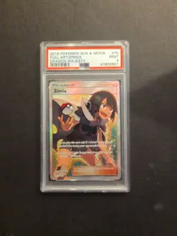 Zinnia Full Art 70/70 PSA 9 - Sun & Moon Dragon Majesty 2018 - Mint FA Trainer - Image 1