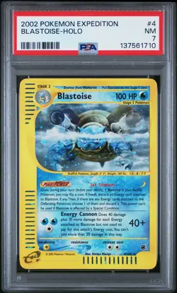 2002 Pokemon Expedition #4 Blastoise Holo PSA 7 NM - Image 1