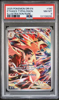 2025 POKEMON DRI EN-DESTINED RIVALS ILLUSTRATION RARE ETHAN'S TYPHLOSION PSA 8 - Image 1